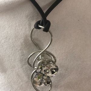 Silver necklace Swarovski crystals